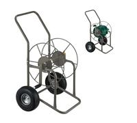 Relaxdays Chariot dévidoir brun – connexion 3/4'' jusqu'à 80 m, 2 roues caoutchouc, métal