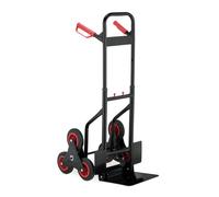Relaxdays Diable, Support de Transport Pliable, Jusqu’à 200 kg, Roues en Caoutchouc, Hauteur réglable, Noir-Rouge
