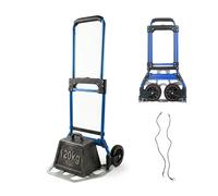 Relaxdays Diable Pliable 120 kg, 111×52×48 cm, poignée télescopique en Acier, Argent/Bleu