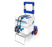 Relaxdays Diable pliable chariot de transport trolley 30 kg de charge maximum chariot de courses avec poignées ergonomiques en aluminium, bleu