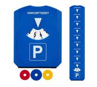 Relaxdays Disque de stationnement, lot de 10, grattoir à glace, 3 jetons de caddie, lèvre en caoutchouc, parcmètre, bleu