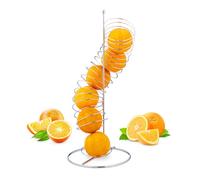 Relaxdays Distributeur à fruits, spirale, métal, panier pour oranges et pommes, pour 7, HxLxP: 48 x 21 x 21 cm, argenté
