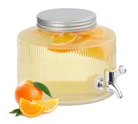 Relaxdays Distributeur de boisson 2,8 litres – robinet et couvercle – transparent, design décoratif