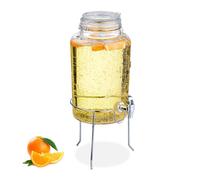 Relaxdays Distributeur de Boisson, avec Support et Robinet, 5 litres, pour Votre Limonade, Transparent