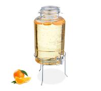 Relaxdays Distributeur de Boisson, avec Support et Robinet, 8 litres, pour Votre Limonade, Transparent