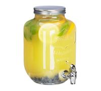 Relaxdays Distributeur de boisson 3,5 L, limonade, carafe verre robinet , retro vintage, fontaine boisson, transparent