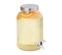 Relaxdays Distributeur de Boisson, 4 l, avec Robinet et Couvercle, Design décoratif, pour Votre Limonade, Transparent