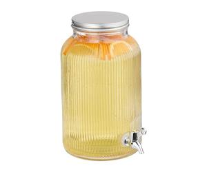Relaxdays Distributeur de Boisson, 5 l, avec Robinet et Couvercle, Design décoratif, pour Votre Limonade, Transparent