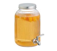 Relaxdays Distributeur de Boisson, Design Vintage, 4 litres, Robinet et Couvercle, pour Votre Limonade, Transparent