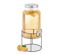 Relaxdays Distributeur de Boisson, en Verre, avec Support et Couvercle, Volume : 6 litres, Transparent