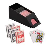 Relaxdays Distributeur de Cartes, avec 4 Jeux, Accessoire Blackjack, Plastique, HxLxP : 10 x 10 x 25 cm, Noir