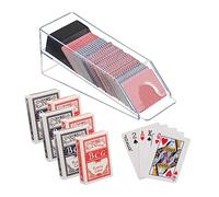Relaxdays Distributeur de Cartes, avec 6 Jeux, Accessoire Blackjack, Plastique, HxLxP: 10x10x29 cm, Transparent - Noir
