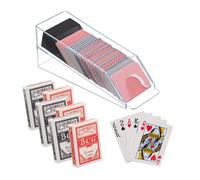 Relaxdays Distributeur de Cartes, avec 6 Jeux, Accessoire Blackjack, Plastique, HxLxP: 10x10x29 cm, Transparent - Noir