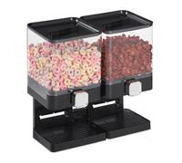 Relaxdays Distributeur de céréales Double – Rangement pour muesli, cornflakes, fruits secs – Noir
