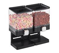 Relaxdays Distributeur de céréales double, rangement pour muesli, noir | cornflakes, fruits secs, bonbons, riz, plastique