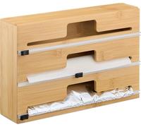 relaxdays Distributeur de film plastique en bambou