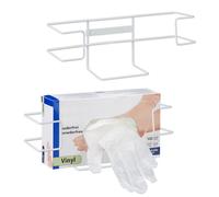 Relaxdays Distributeur de Gants, Lot de 2, Support pour boîtes jetables, H x L x P : 10 x 27,5 x 8,5 cm, Fer, Blanc