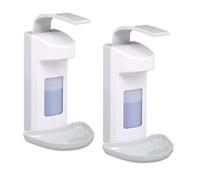 Relaxdays Distributeur de Gel désinfectant, Lot de 2, 500 ML, Aussi pour Savon Liquide, récupérateur, Blanc - Gris