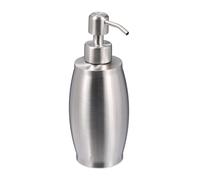 Relaxdays Distributeur de Savon, Rechargeable, Acier Inoxydable, 350 ML, pour la Salle de Bain et la Cuisine, argenté