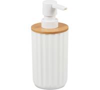 Relaxdays Distributeur de Savon, porte-savon, pompe, rechargeable, distributeur, plastique, blanc/nature