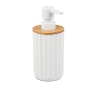 Relaxdays Distributeur de Savon, porte-savon, pompe, rechargeable, distributeur, plastique, blanc/nature