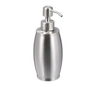 Relaxdays Distributeur de Savon, Rechargeable, Acier Inoxydable, 350 ML, pour la Salle de Bain et la Cuisine, argenté