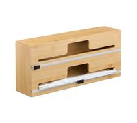 Relaxdays Distributeur Film Alimentaire et Aluminium, pour 2 Rouleaux, pour tiroir, Bambou, 14,5 x 33,5 x 8 cm, Nature