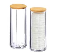 Relaxdays Distributeur Rond Coton Démaquillant, Boite et Range Coton, Organiseur Avec Couvercle, Set de 2, 20x7 cm