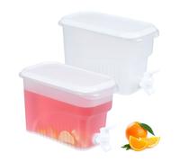 Relaxdays Distributeur de Boissons frigo, 2 pcs, 3 l, avec Robinet et Couvercle, Plastique, Transparent/Blanc