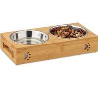 relaxdays Double barre d'alimentation pour chiens