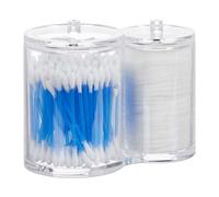 Relaxdays 10026561_50 Distributeur démaquillant, Boite, Range coton, Organiseur couvercle, transparent, acrylique, 12 x 15 x 8,5 cm