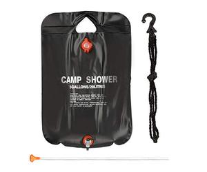 Relaxdays Douche Solaire 20 litres, Lot de 2, Camping, randonnée, à Suspendre, Pliable, avec douchette, extérieur, Mobile, Noir