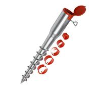 Relaxdays Douille de Sol pour Parasol et étendoir, à Visser, Ø 26-65 mm, Argent/Rouge, 55x7x7 cm