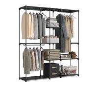 Relaxdays dressing, armoire ouverte, étagères et barres à vêtements, portant, système modulaire flexible, noir