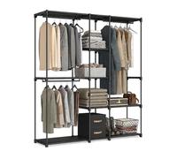 Relaxdays dressing, armoire ouverte, étagères et barres à vêtements, portant, système modulaire flexible, noir