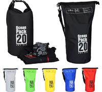 Relaxdays Sac étanche Ocean Pack 20 litres léger compact extérieur kayak ski sport voile snowboard, noir 1 pièce