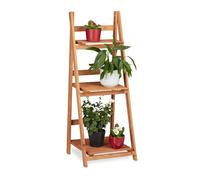 Relaxdays Échelle à fleurs en bois 3 niveaux, pliable, support intérieur, env. 107,5 x 41 x 40 cm, marron