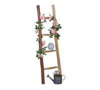 Relaxdays Echelle décorative en bois 116 cm jardin 4 barres châtaignier artisanal habits et serviettes nature