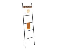 Relaxdays Échelle Porte-Serviettes, 4 Barres, 4 Crochets, Design Industriel, H x L : 160,5 x 44 cm, Noir et Marron