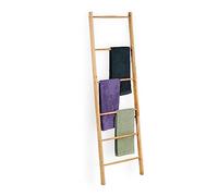 Relaxdays échelle Porte-Serviettes, 6 Barres, Serviettes, vêtements, HxL : 170 x 55 cm, Salle de Bain, Bois, Nature