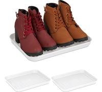 relaxdays Egouttoir à chaussures blanc, set de 3 pièces