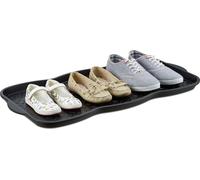Relaxdays Plateau égouttoir pour 6 bottes et chaussures bac noir en plastique égouttoir HxlxP: 3 x 75 x 38 cm, noir