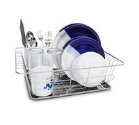 Relaxdays Égouttoir à vaisselle et support pour couverts et bac -assiettes inox acier inoxydable, gris argenté - HxlxP : 39,5 x 30,3 x 12.5 cm