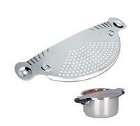 Relaxdays Égouttoir pour casserole en inox à clipser ustensile de cuisine passoire Hxl: 32,5 x 13 cm métal, argenté