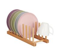 Relaxdays 10026133 égouttoir Bambou, Long et Moderne, transportable, Porte, 8 piquets, Couvercle et Assiette, Nature