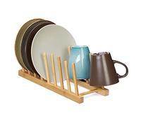 Relaxdays Égouttoir, pour 8 Assiettes, Planches à découpées, Support à couvercles, Vaisselle, Range-Planche en Bambou
