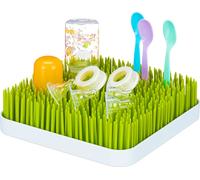 Relaxdays Litte Choice Sèche-biberons égoutte-biberons Gazon Herbe Verte, Plastique, 23 x 23 cm, Vert/Blanc