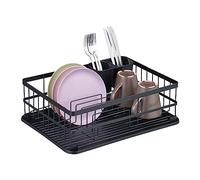 Relaxdays Égouttoir pour Votre Vaisselle (Assiettes, Tasses, Bols, etc.), Plateau, HLP : 15 x 42,5 x 32 cm, Noir