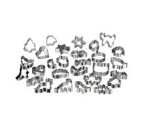 Relaxdays Emporte-pièces en Lot de 36, pour Biscuits, Noël, Anniversaires, différentes Formes, Acier Inoxydable, argenté