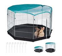 Relaxdays Enclos avec Couverture en Filet, Lapins, cochons d’Inde, extérieur, élevage,HlP 92x160x160cm, Argent